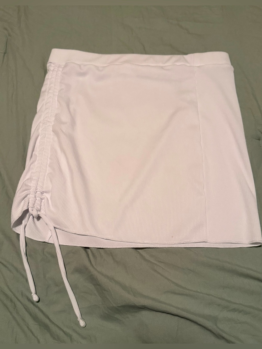 Ribbed Drawstring Mini Skirt Coverup